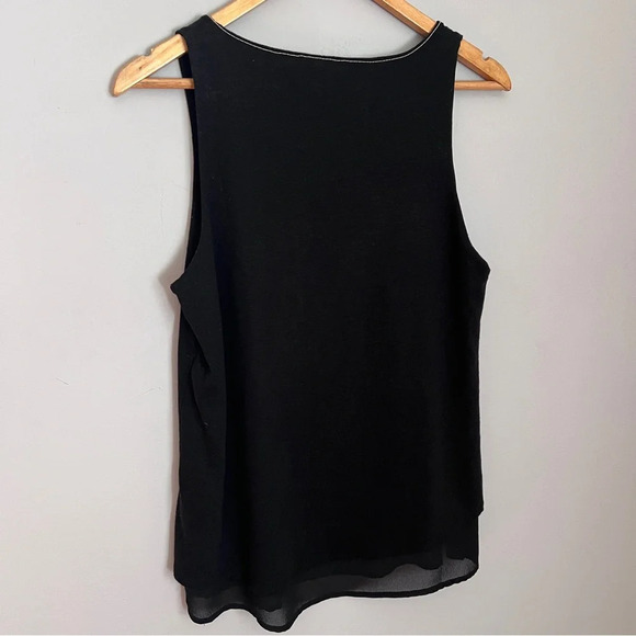 Crosby Sleeveless Black Linen Top Silver Chain Design at Neckline Size M in EUC - Picture 3 of 7